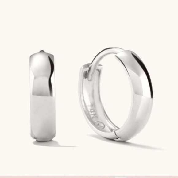 Mejuri Bold Huggie Hoops - White Gold - Picture 1 of 5